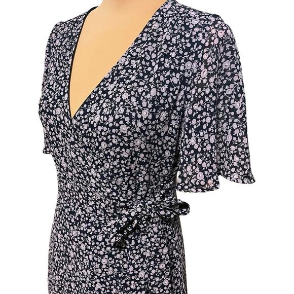 Vila Floral Wrap Maxi Dress EU 36 US 4 Boho Flowy Cottagecore Summer Feminine - Picture 7 of 15